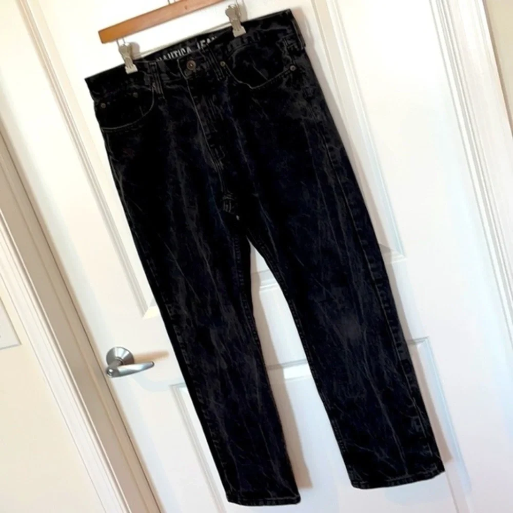 NAUTICA | Men’s Blackish Gray Faded Wash Straight Fit Jeans Size 32 X 30